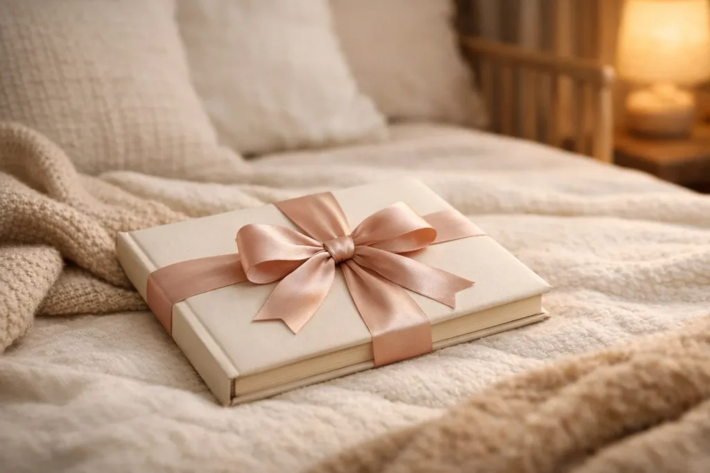 best personalized book gifts for kids on a cozy bed with ribbon