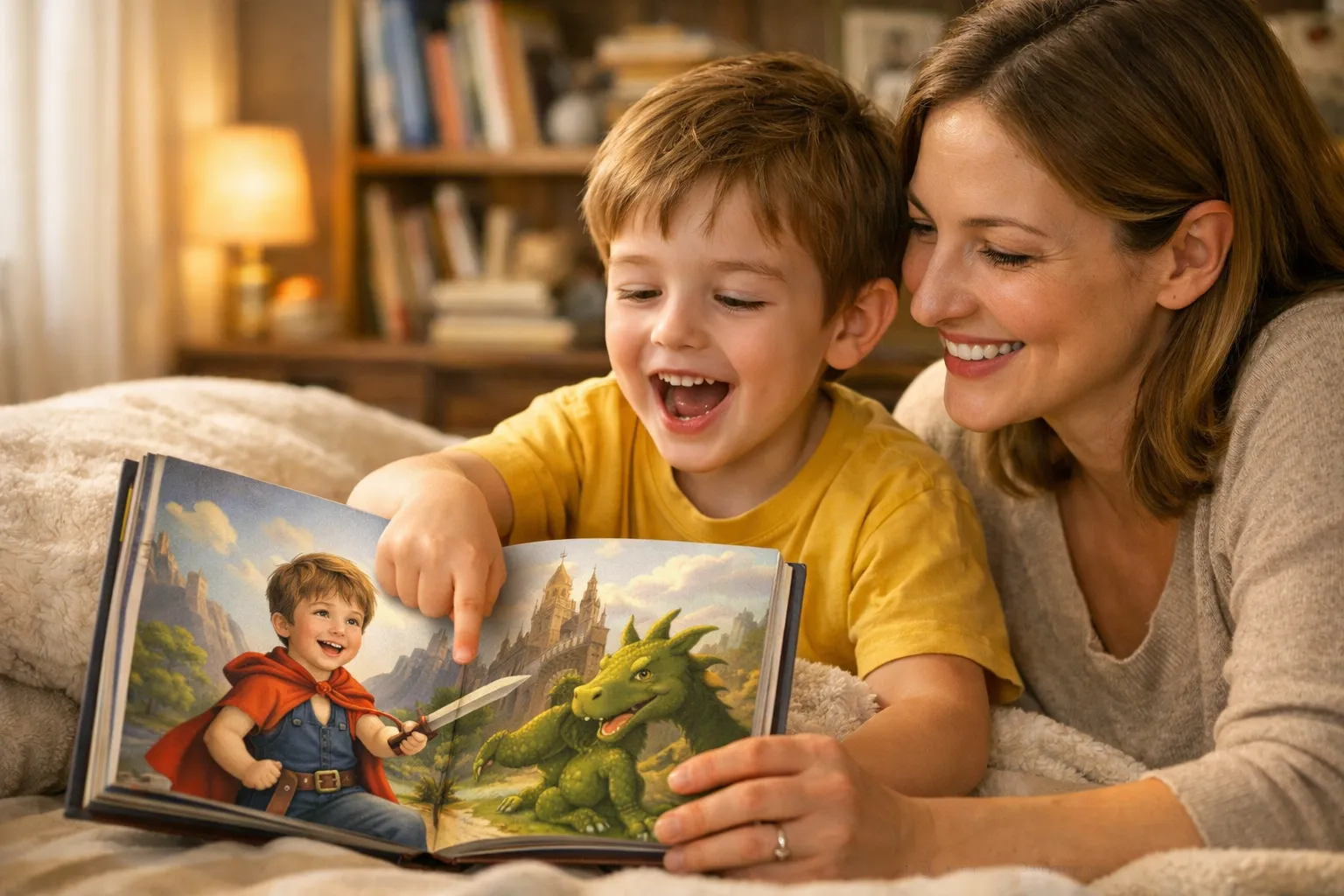 why kids love stories about themselves with child pointing at a personalized book