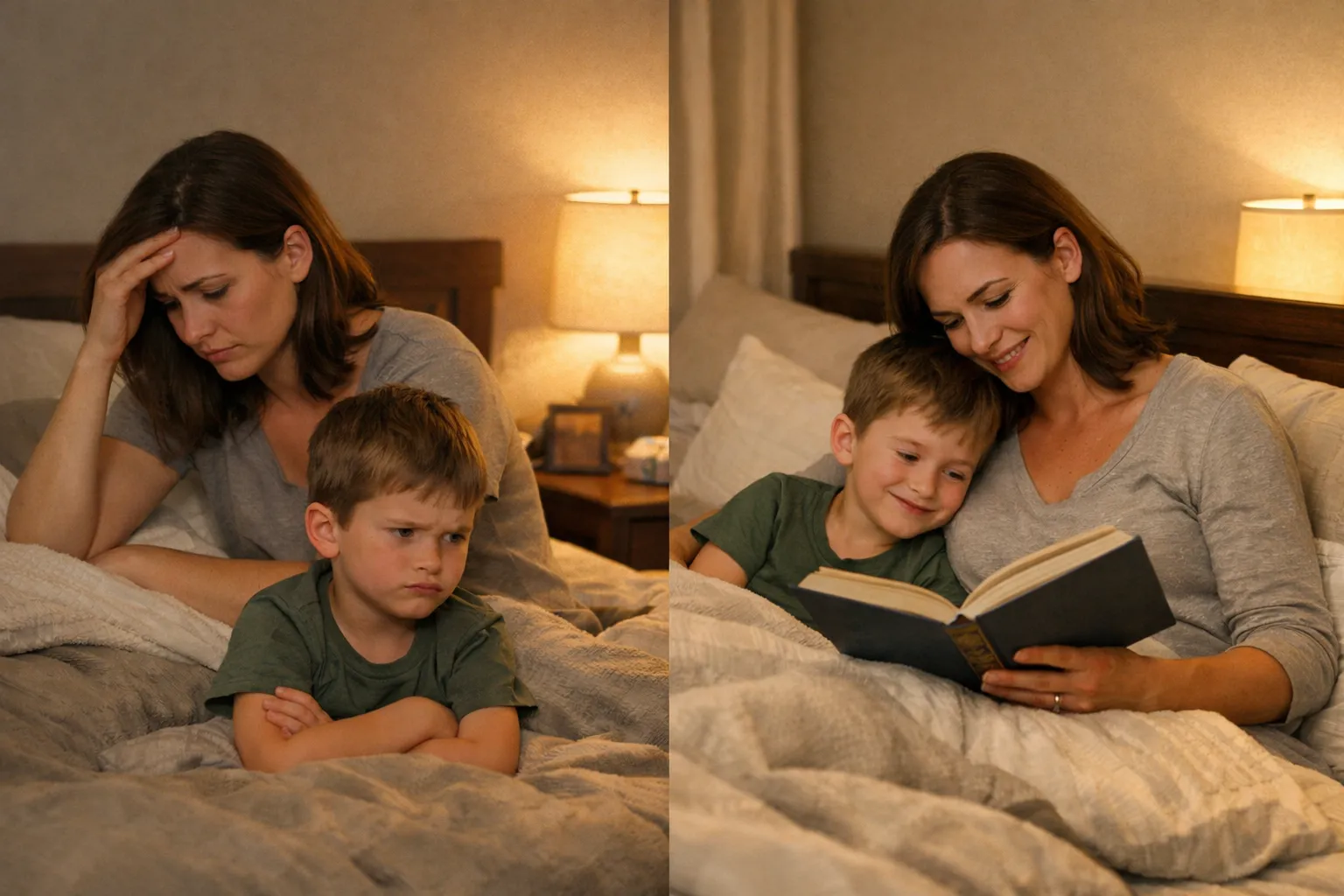 why kids resist bedtime in a warm family bedtime scene